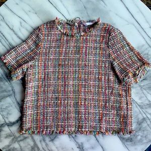 Vibrant Multi colored tweed top